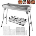 Barbecue a carbone pieghevole con struttura in acciaio argento