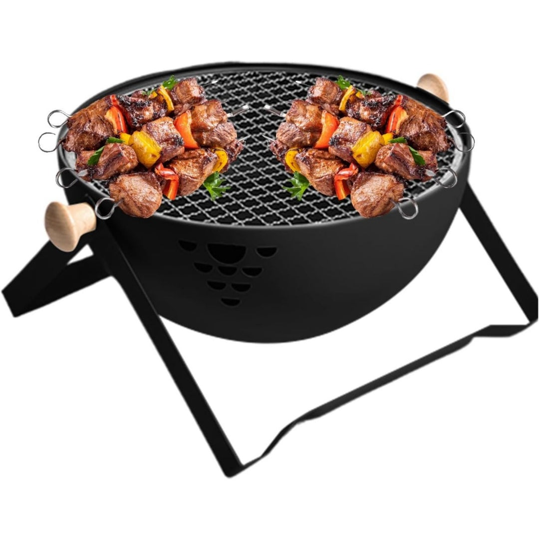 Barbecue a carbone pieghevole con vano contenitore nero