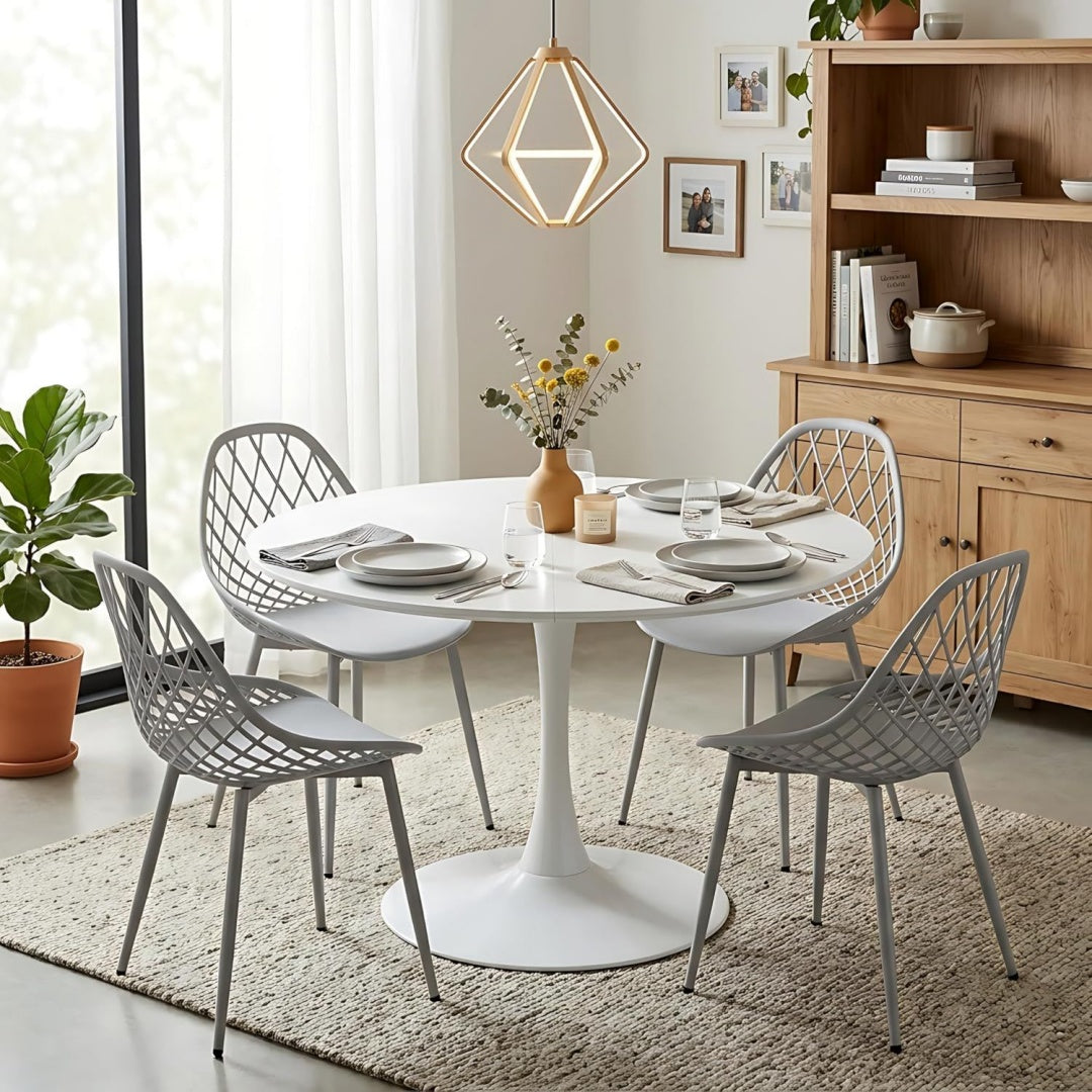 Set pranzo da giardino regolabile bianco