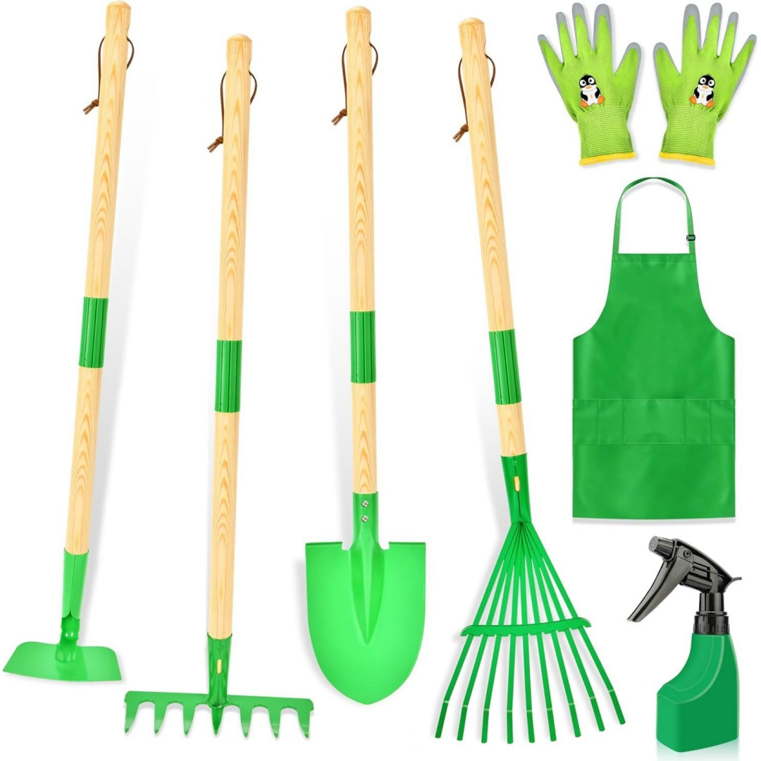 Set di attrezzi per bambini verde con design versatile
